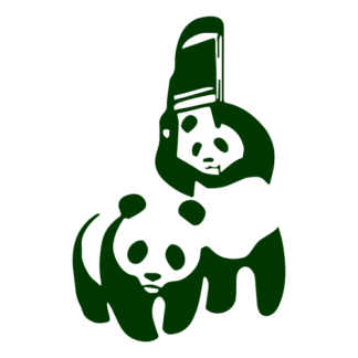 Funny Panda Fight Decal (Dark Green)